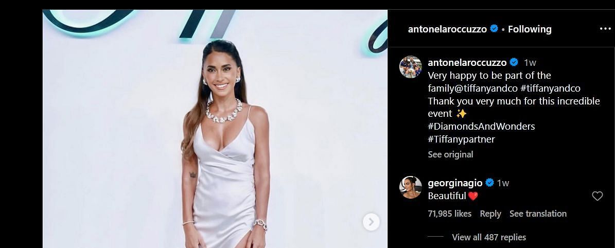 Screenshot of Rodriguez's comment on Rocuzzo's Instagram post